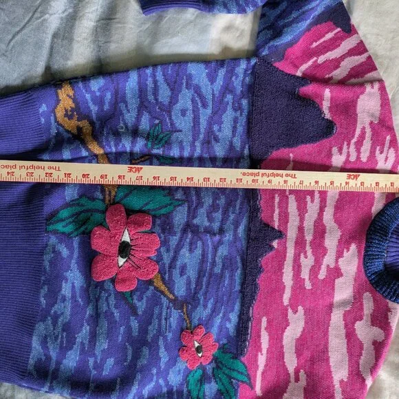 Mukzin surreal sweater eye flower psychedelic landscape pink blue - Picture 3 of 7
